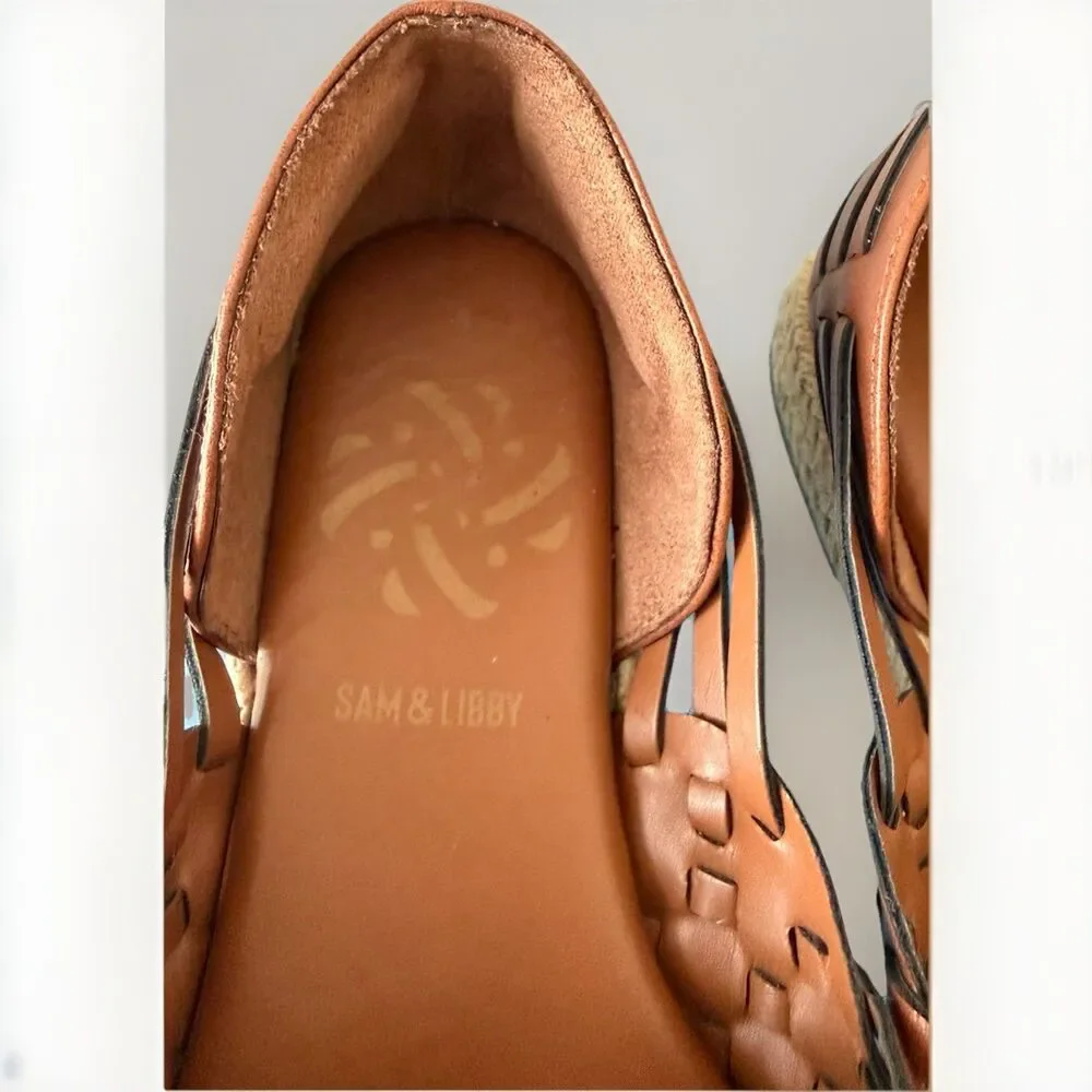 Sam & Libby Women's Size 8 Saddle Brown Asha Espadrille Huarache Shoes